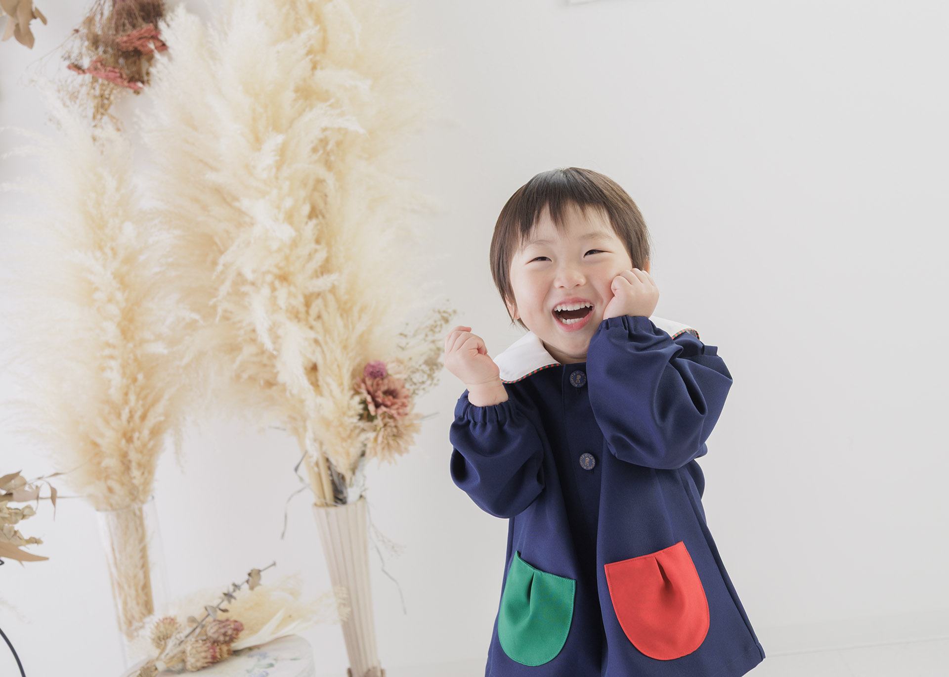 滋賀フォトスタジオ 入園記念写真 スモック姿